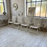 4 white wooden garden chairs