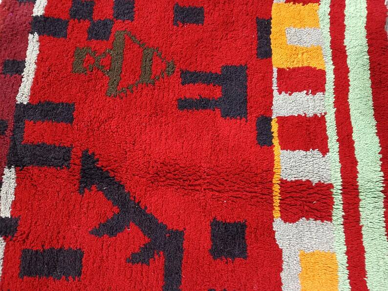 Handmade colorful wool Berber rug 200cmx200cm