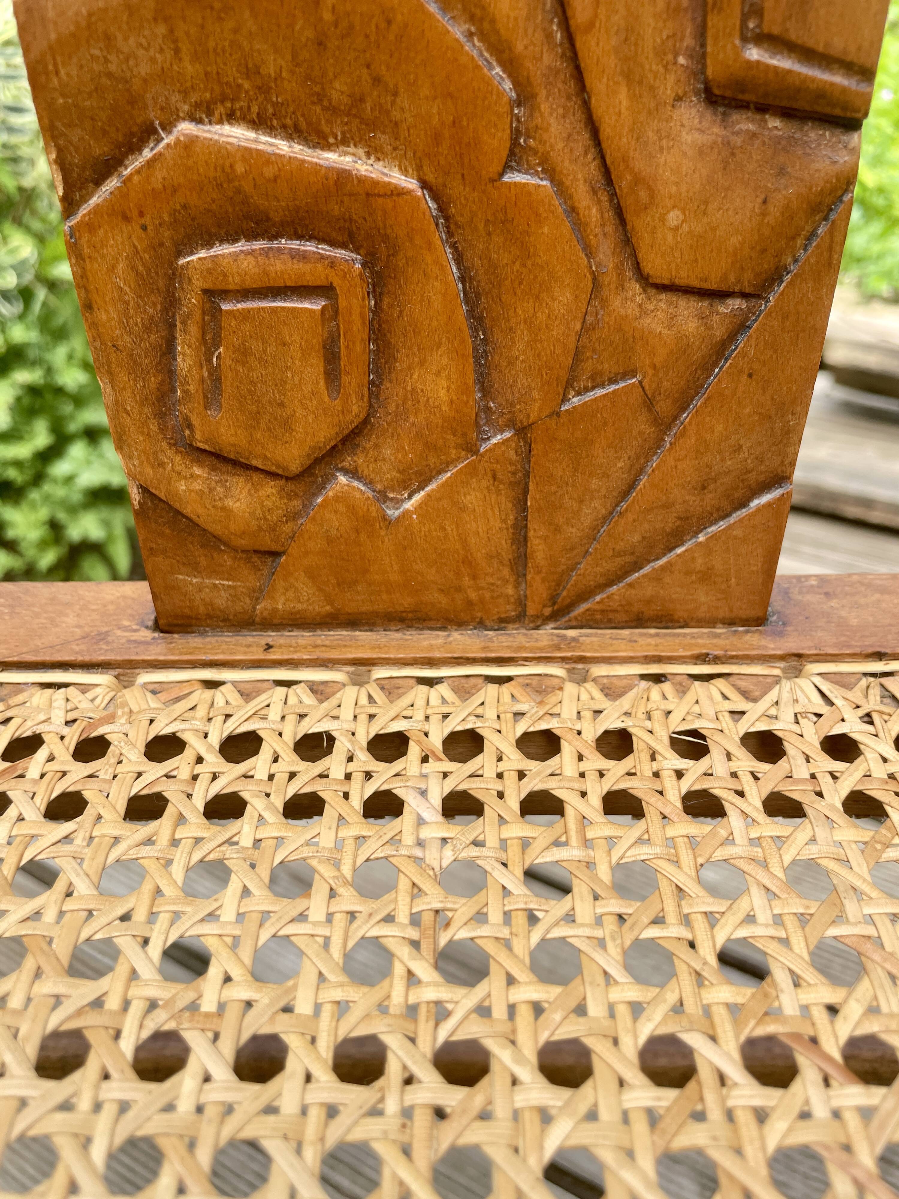 Art Deco corner chair with caning