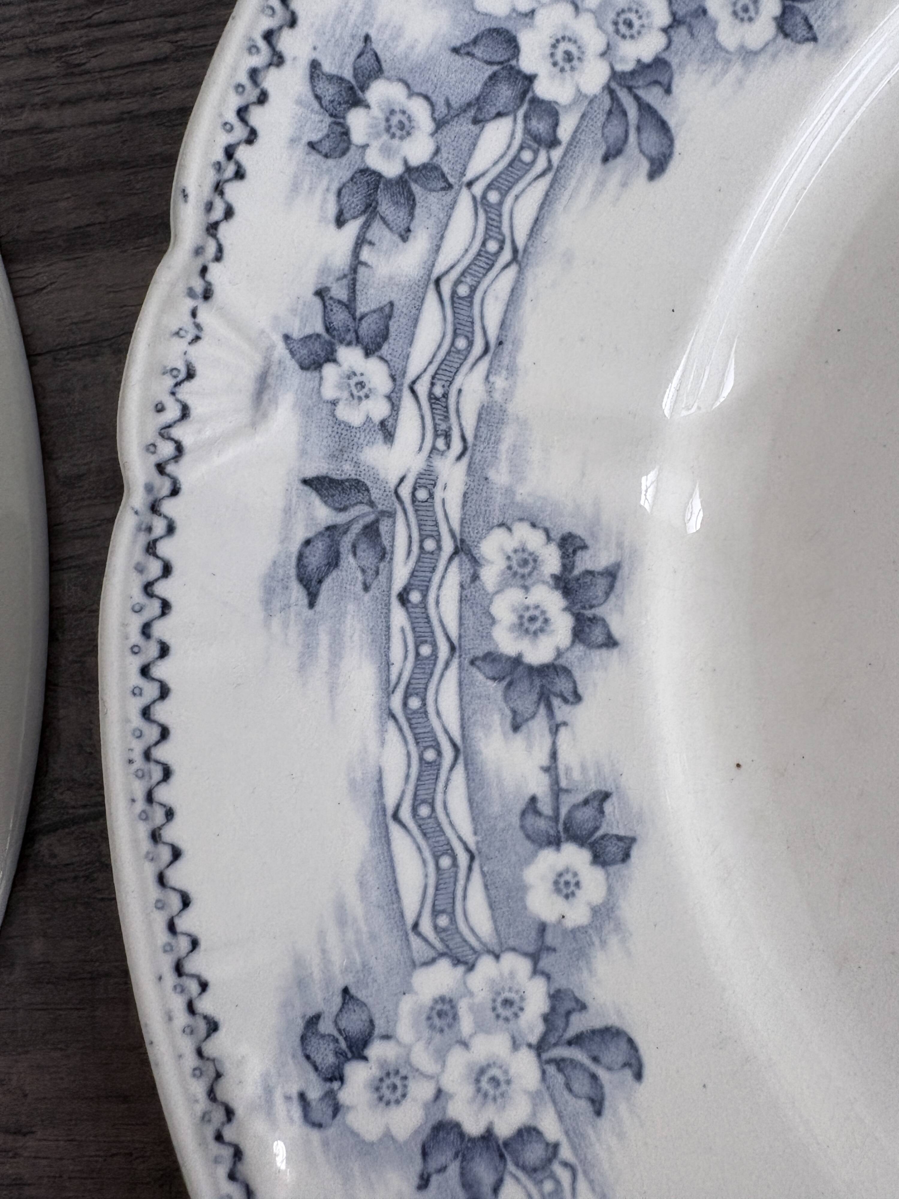 4 antique plates by Franz Anton Mehlem "Anita", antique porcelain