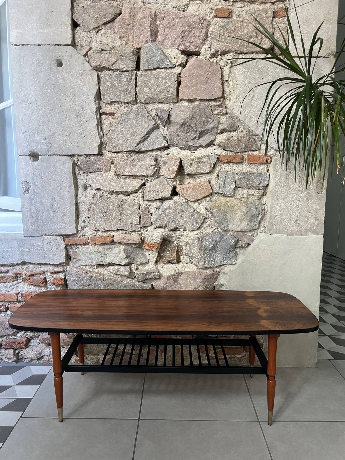 Scandinavian style coffee table with 2 levels from the 1960s.