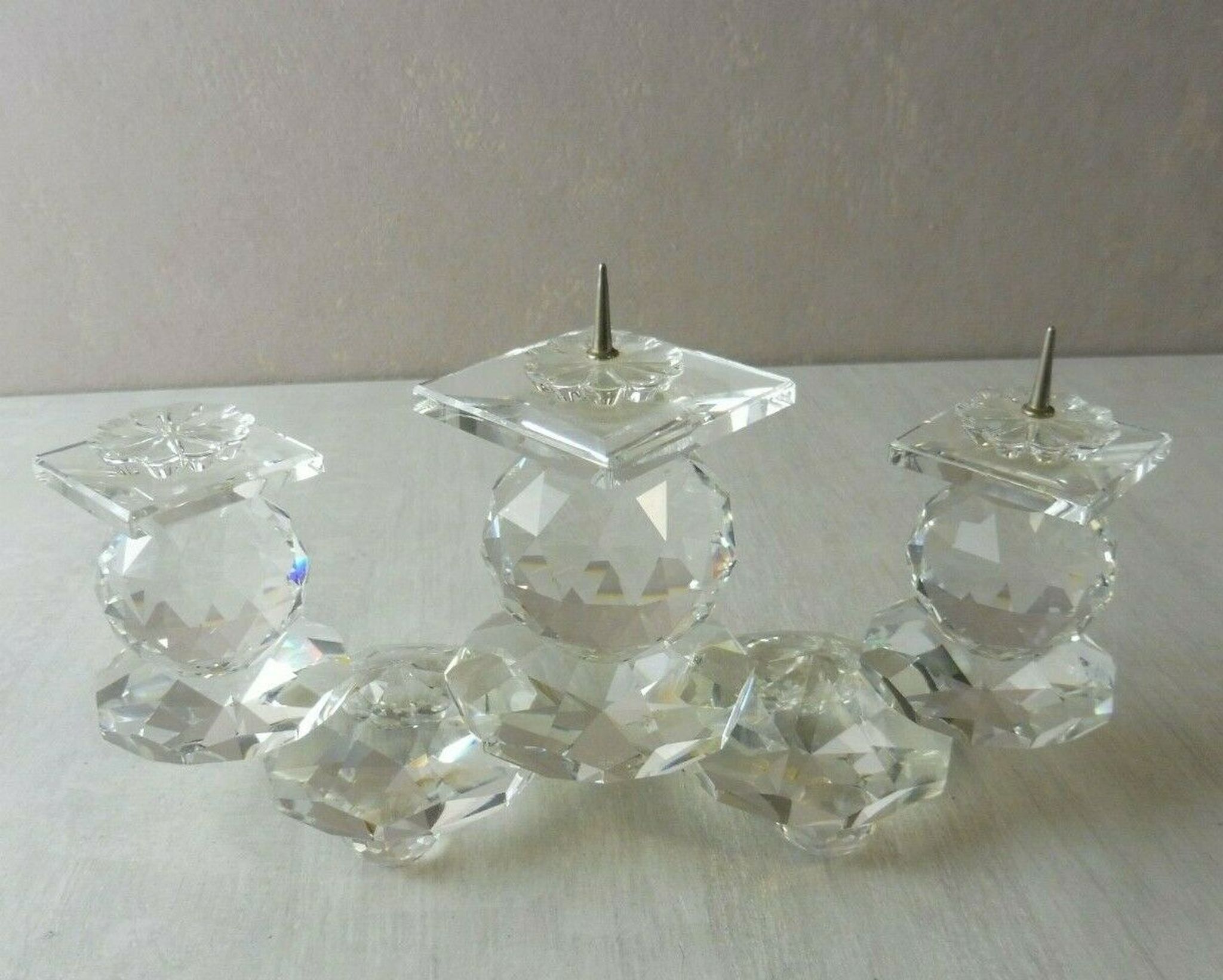 Candle holders with 3 candles, made of Swarovski crystal