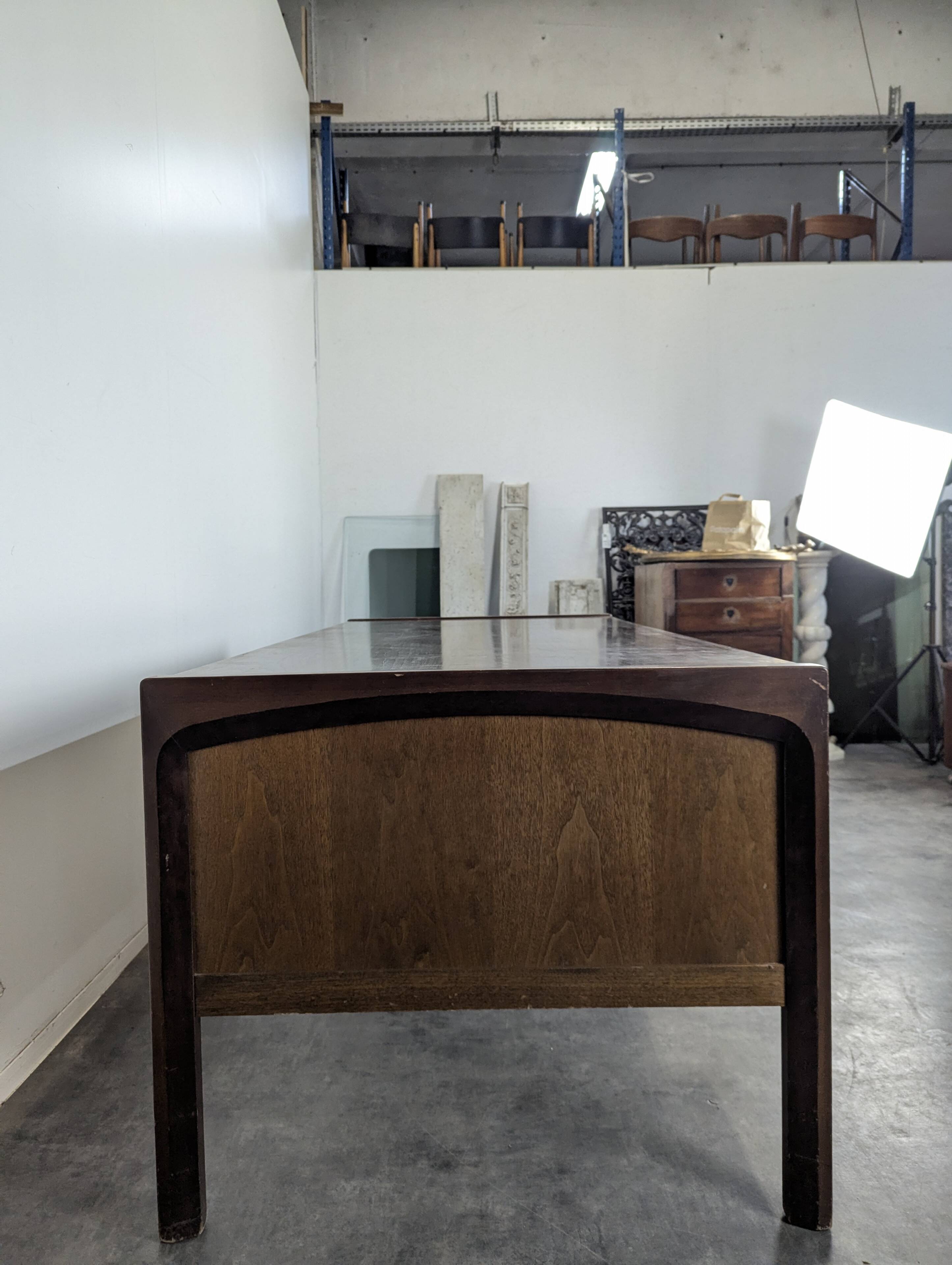 Large Scandinavian executive desk in solid walnut.