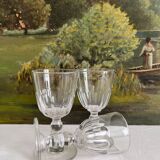 3 verres à pied à vin porto en cristal ancien "Gondole" Baccarat