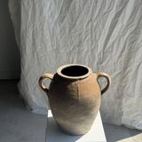 Large beige jar with 2 handles H27