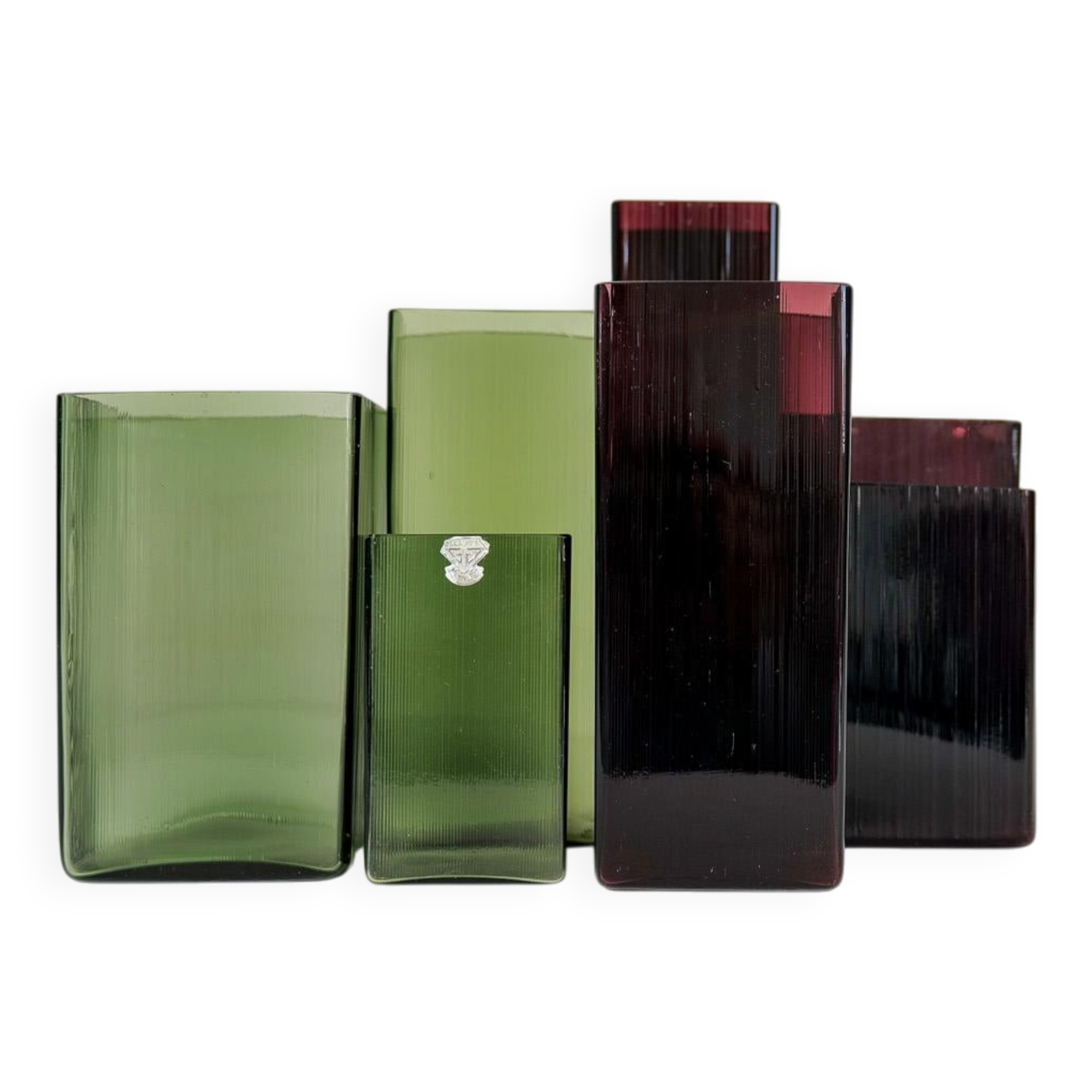 Mid-Century Collection of Seven "Ice" Vases by Gullaskruf, Sweden, 1960s