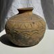 Small round ancient vase in engraved terracotta, Indonesian polychromy H10 D1