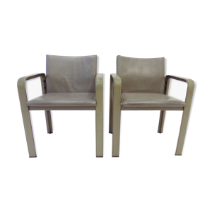 Lot de 2 fauteuils en - cuir