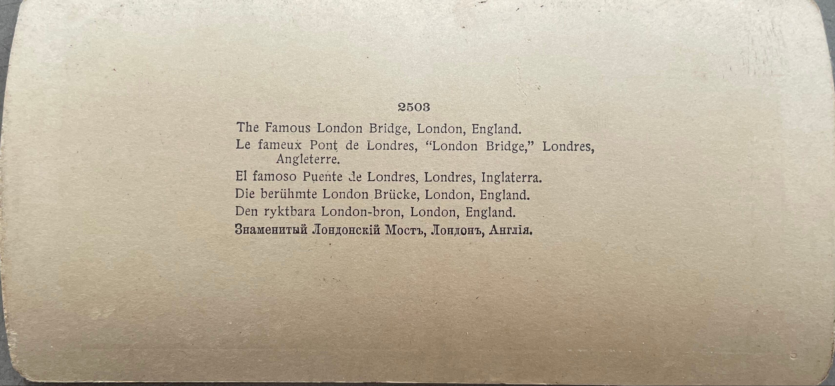 Old photography stereo, stereograph, luxury albumine 1903 London Bridge