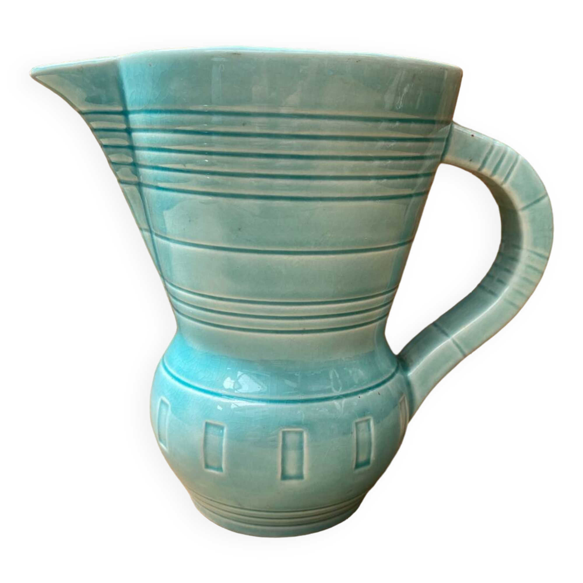 Ancien pichet digoin céramique bleue vintage