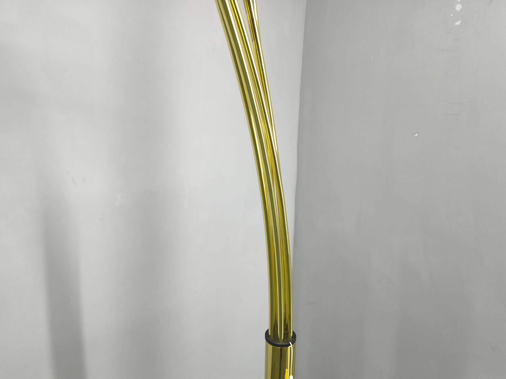 Danish Arc Floor Lamp by Bilka Brass Marble, 1970s