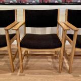 Set of 4 armchairs stamped Hans Wegner "Scandinavian design" 1960.