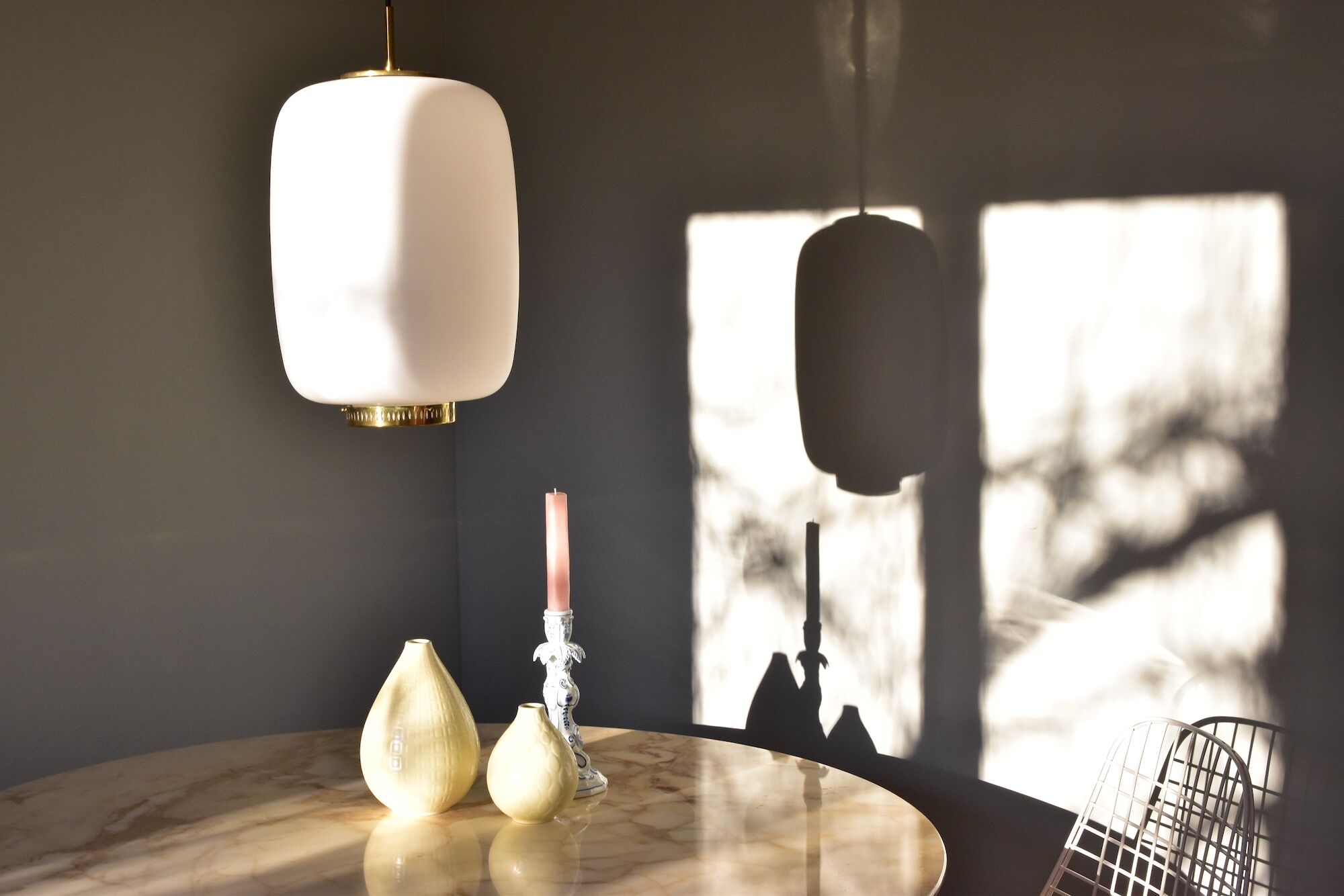 Set of two Nils Thorsson Yellow Faience Marselis Vase Aluminia Royal Copenhagen