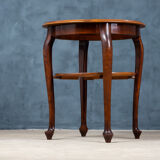 Round antique side table in mahogany