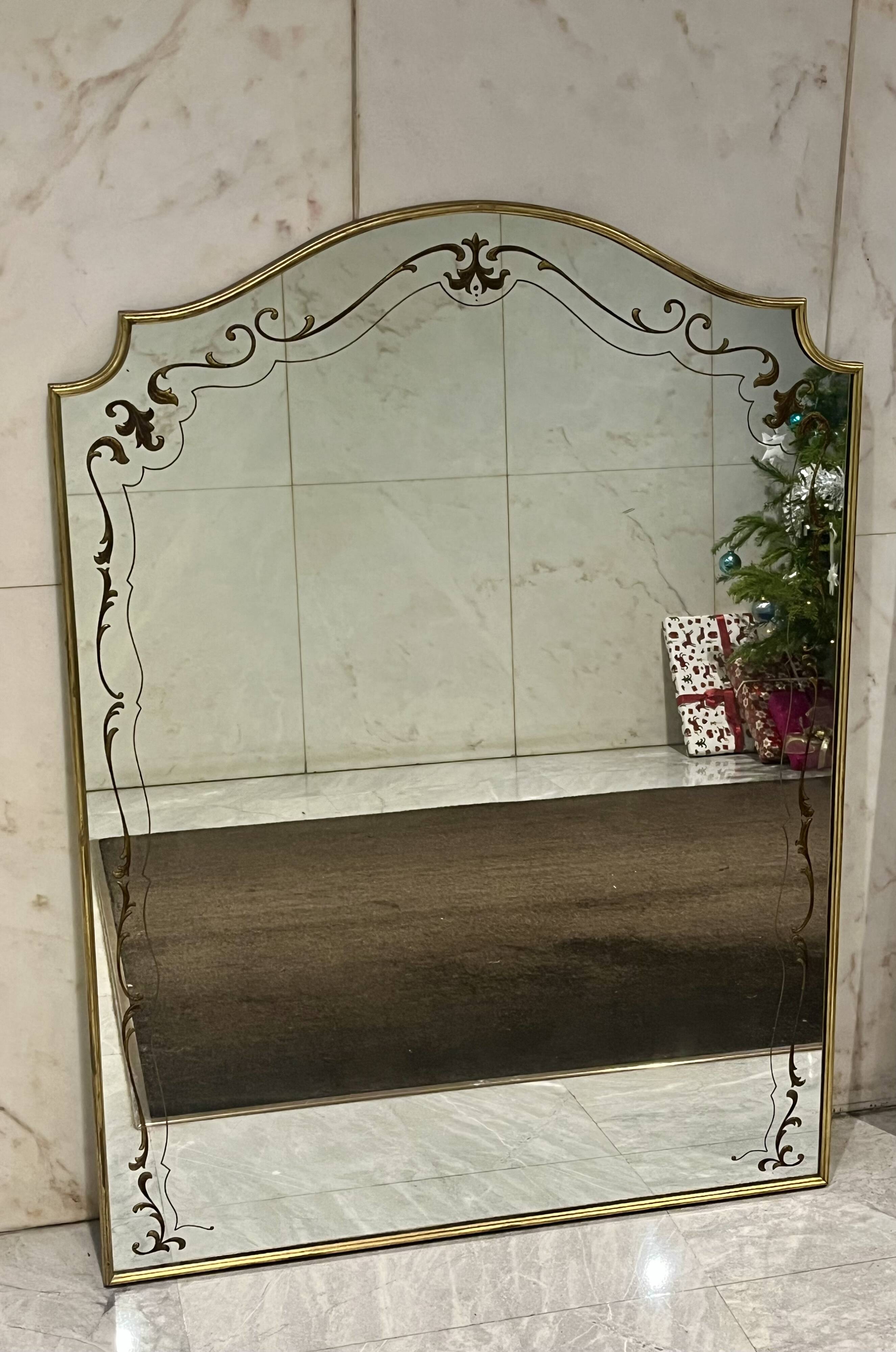 Large antique gold mirror - Empire style - Mercury