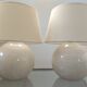 Pair of cracked white Kostka lamps