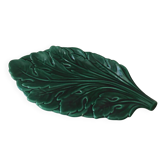 Grand Plateau en barbotine feuille verte Vintage