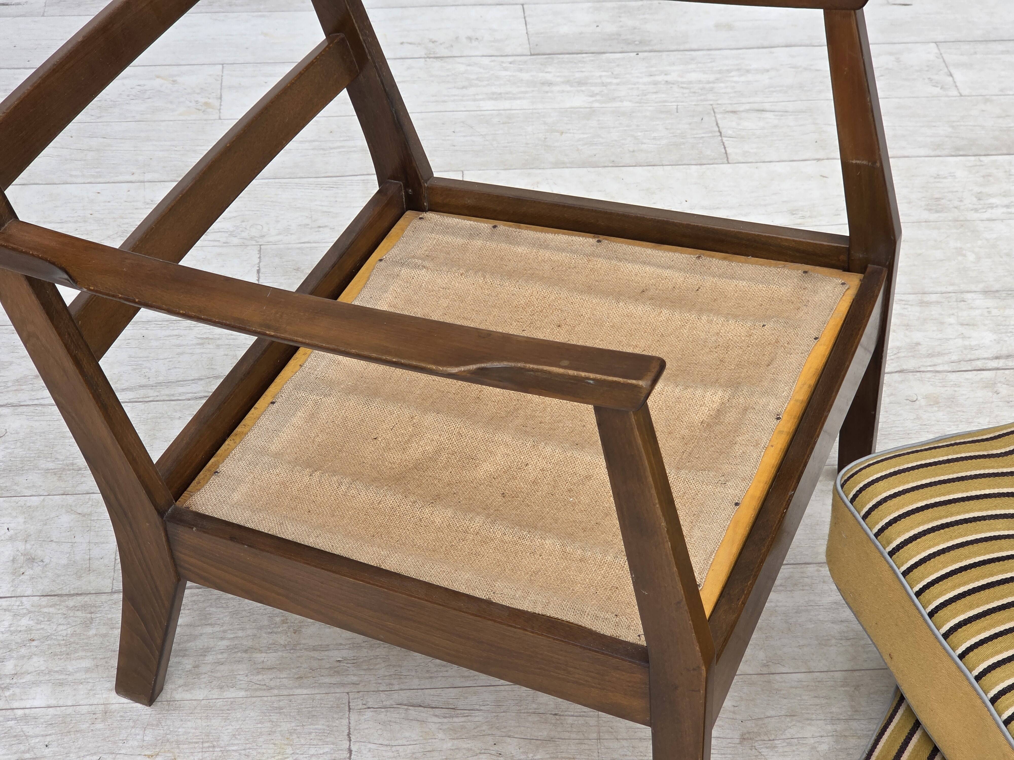 1960s, Danish armchair, furniture wool, beech wood.