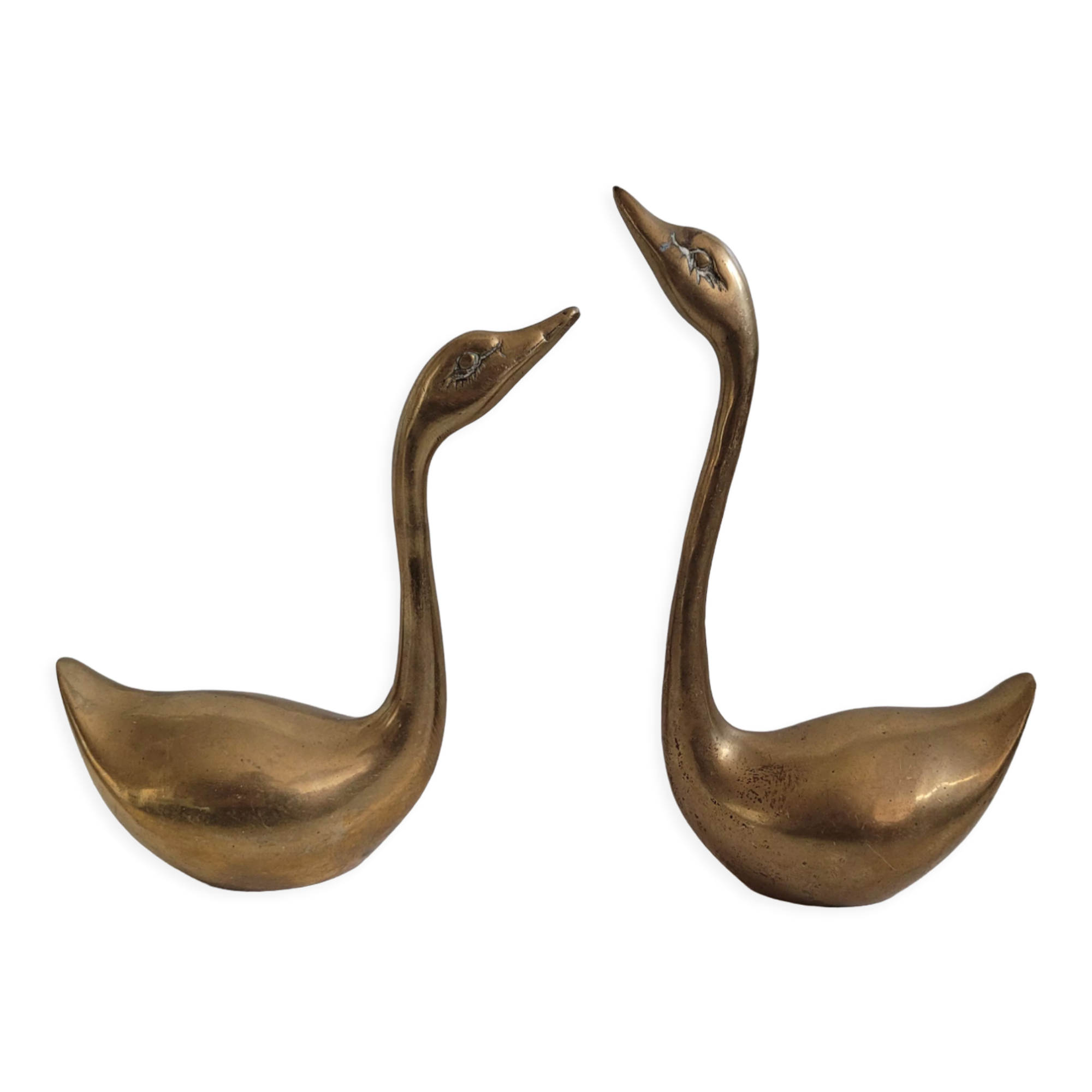 Duo brass swans