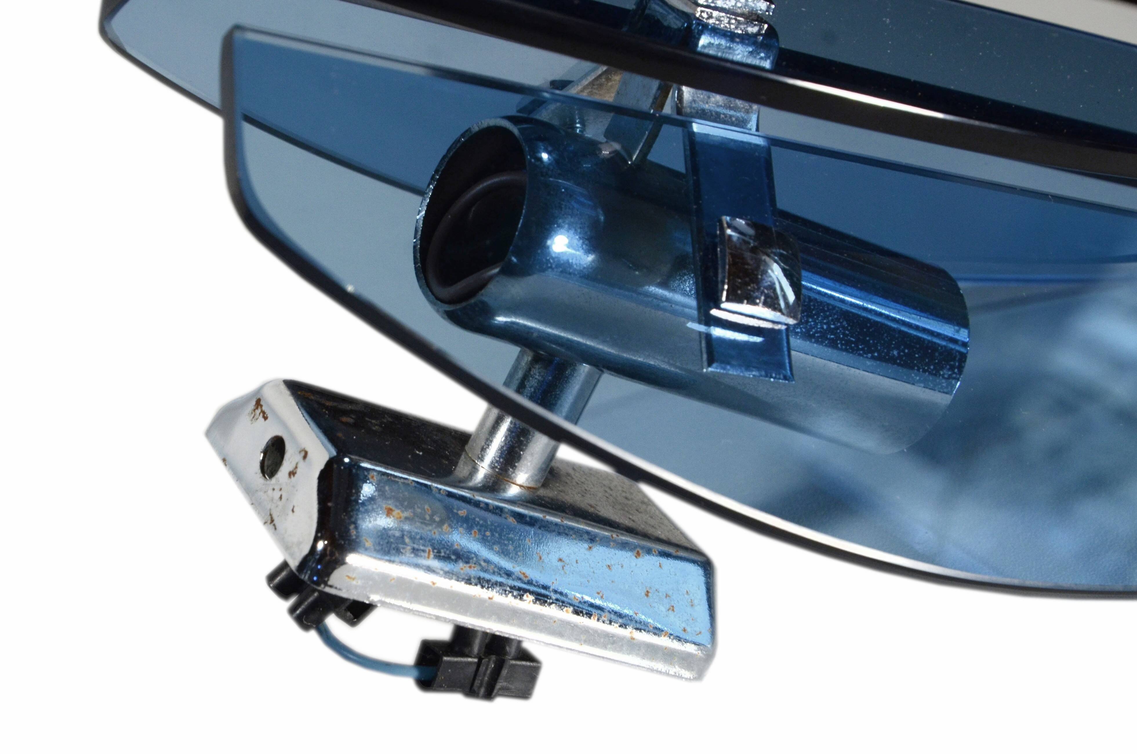 Blue wall sconces attributed to Fontana Arte, 1970.