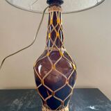 Vintage rattan glass lamp