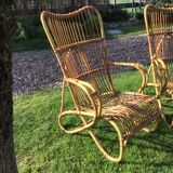 Pair of rattan armchairs