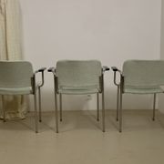 Set de 3 de chaises tubulaires en acier chromé, datant de 1970.Ref Amanda
