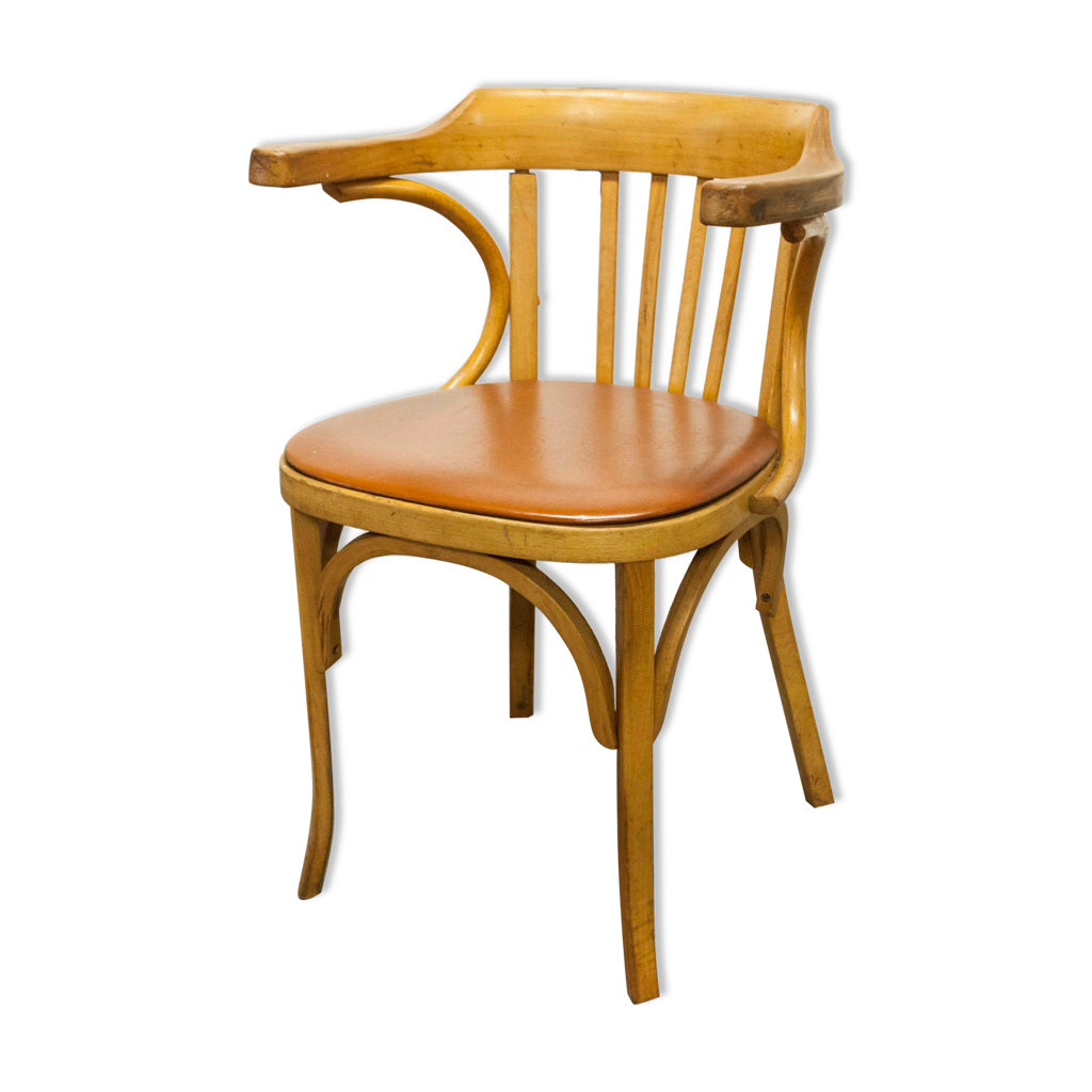 Office chair Baumann model 21 1960 seat quilted skaï brown