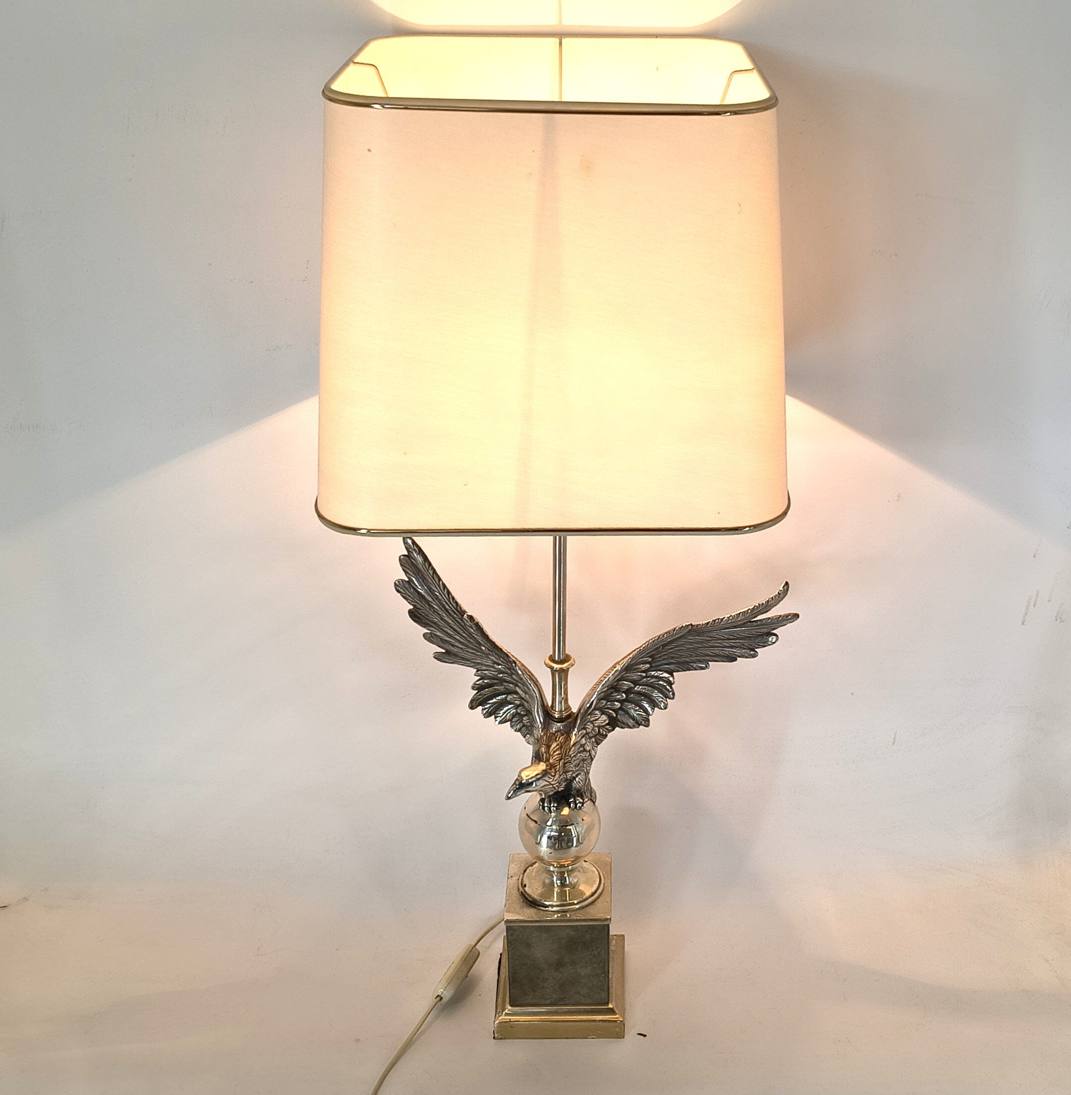 Pair of nickel eagle table lamps by Loevsky and Loevsky, 1970s