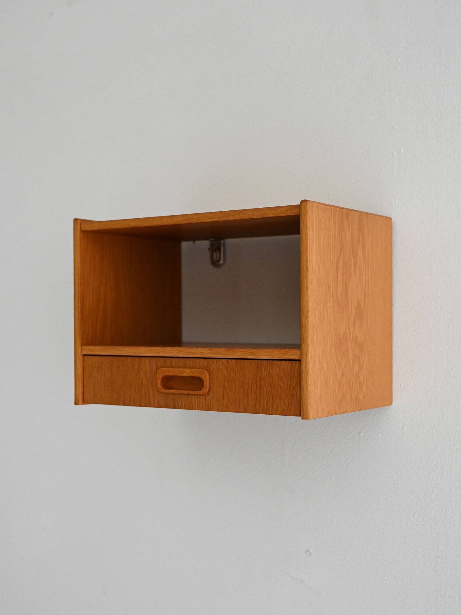 1960s Scandinavian oak wall-mounted nightstand