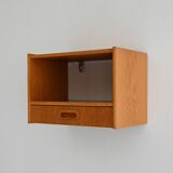 1960s Scandinavian oak wall-mounted nightstand