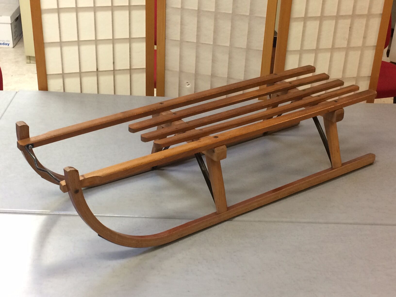 Vintage beech sledge Davos Germina 60/70 made in Gdr