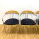 Set of 4 Chrome and Wood Chairs, Italy, 1980s