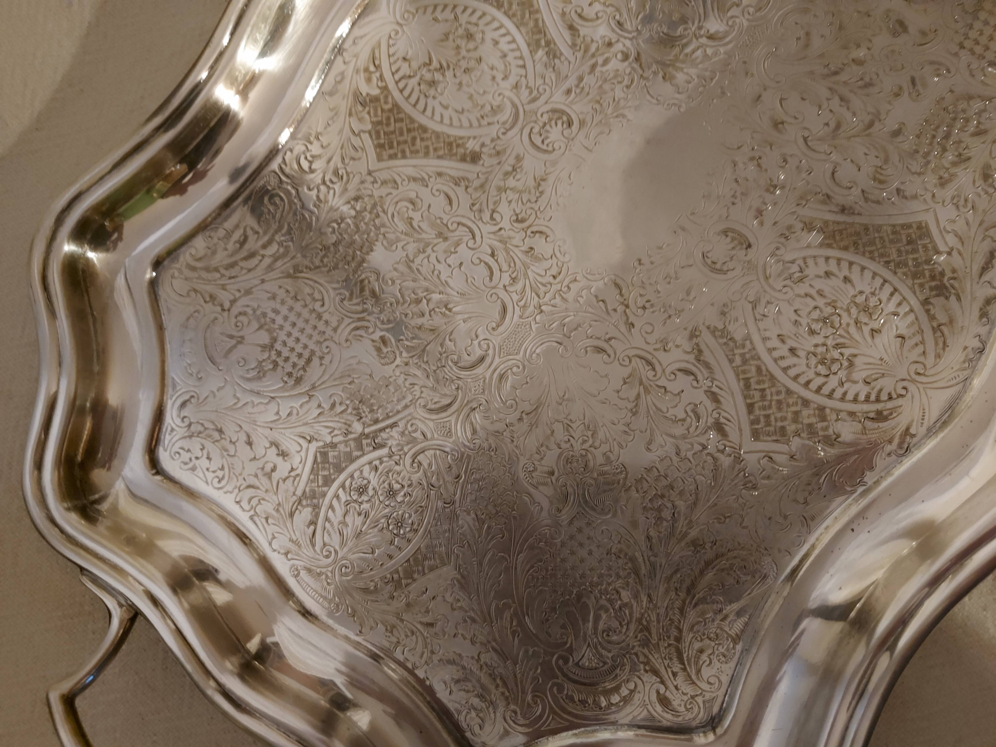 Large english silver metal tray