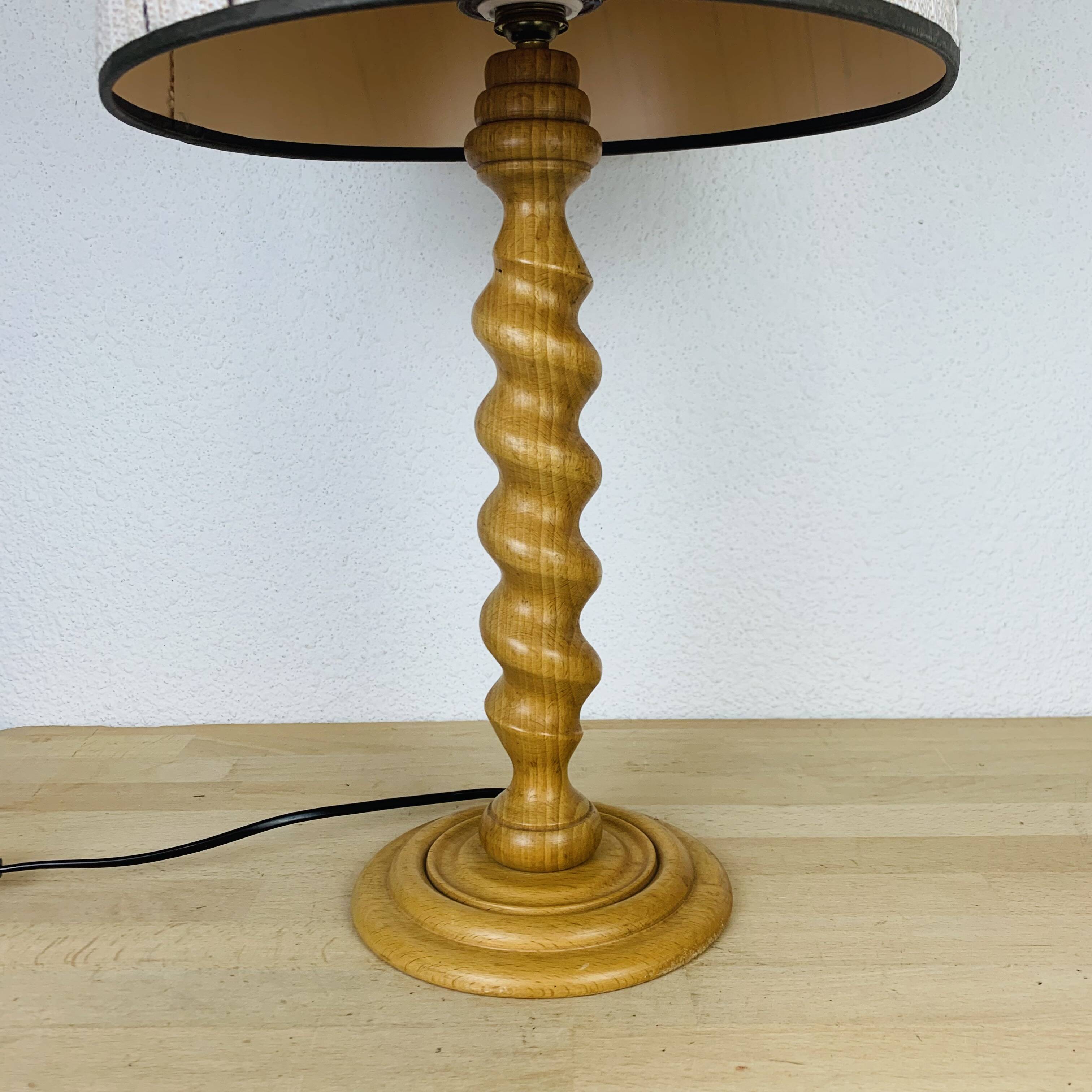 Turned wood lamp from the 70s