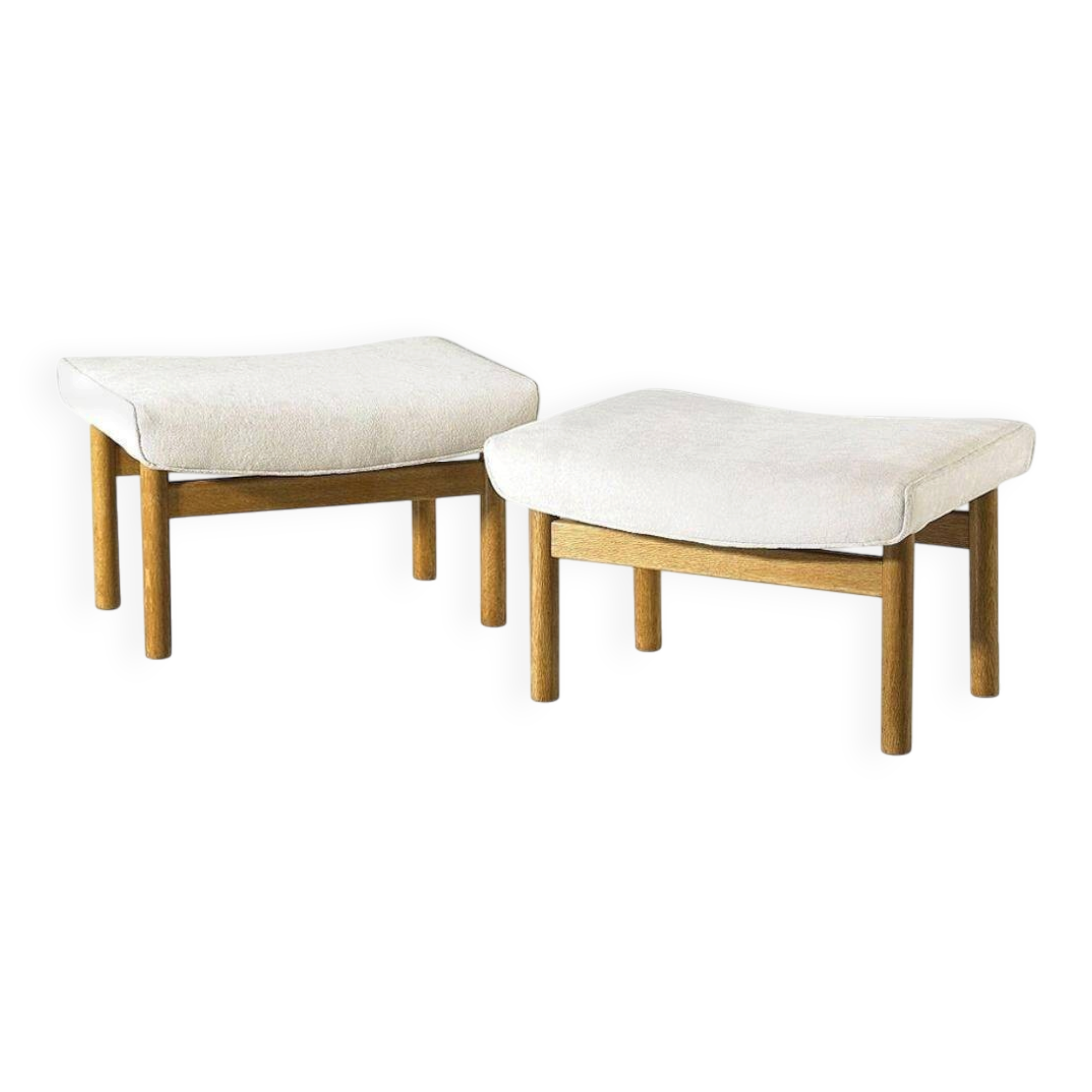 Pair of oak stools in modern Scandinavian style made by Willy Beck.