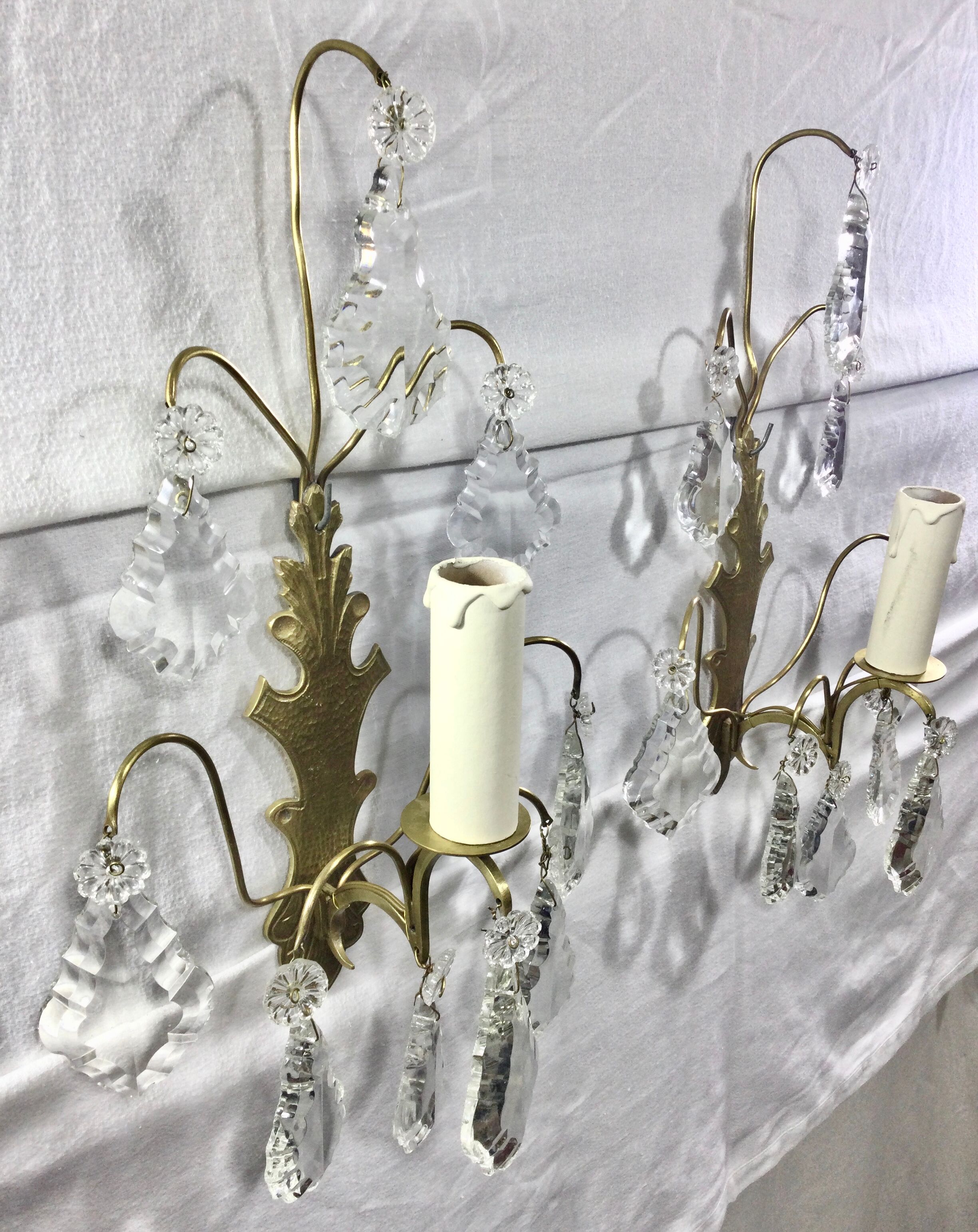 Pair of Wall Lamp Bronze And Crystal 1 Light