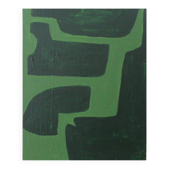 Organic abstract green on green 100x81cm