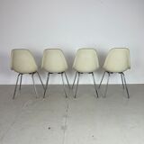 Vintage Eames Herman Miller DSS side chairs in parchment