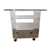 Desserte design David Lange – plexiglas & verre – années 70
