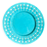Assiette de présentation, plat en céramique tressée turquoise