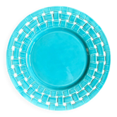Assiette de présentation, plat en céramique tressée turquoise