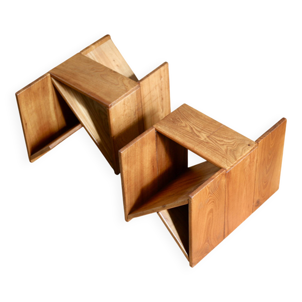 Paire de tabourets, tables d'appoint Maison Regain, France, années 70