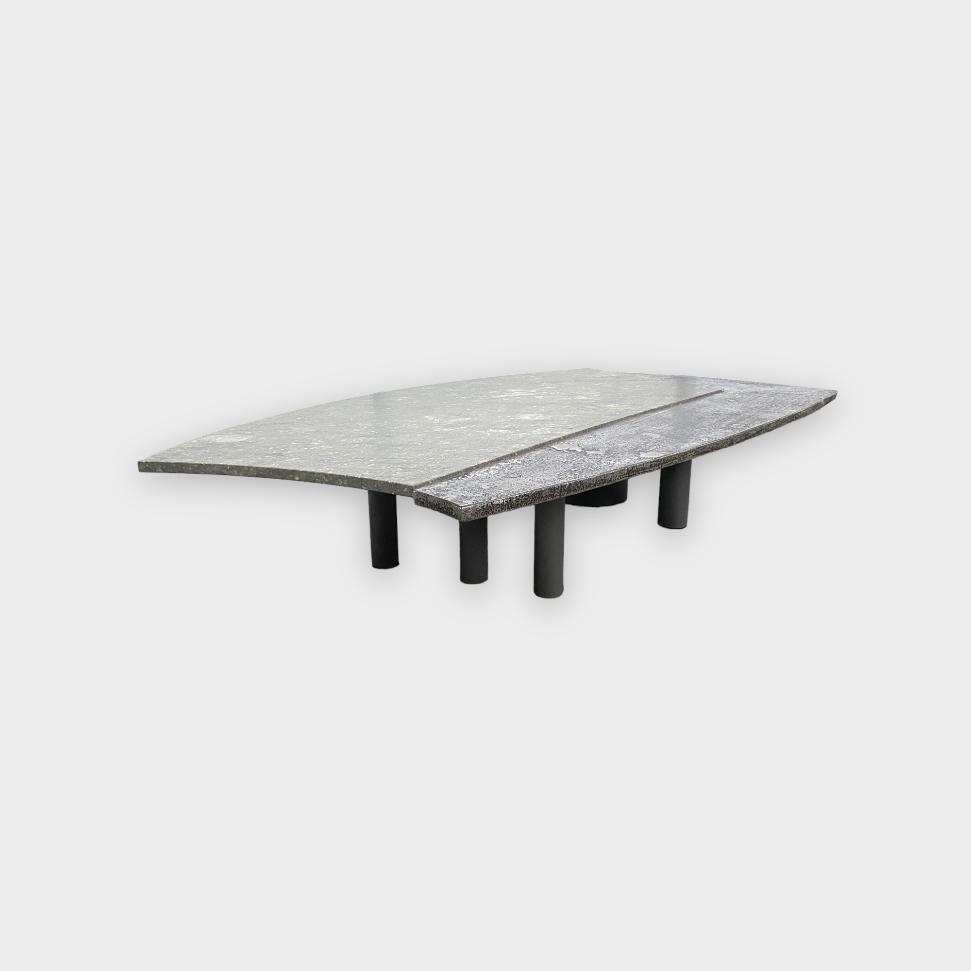 Table basse brutaliste en marble & fer de pia manu, années 1990