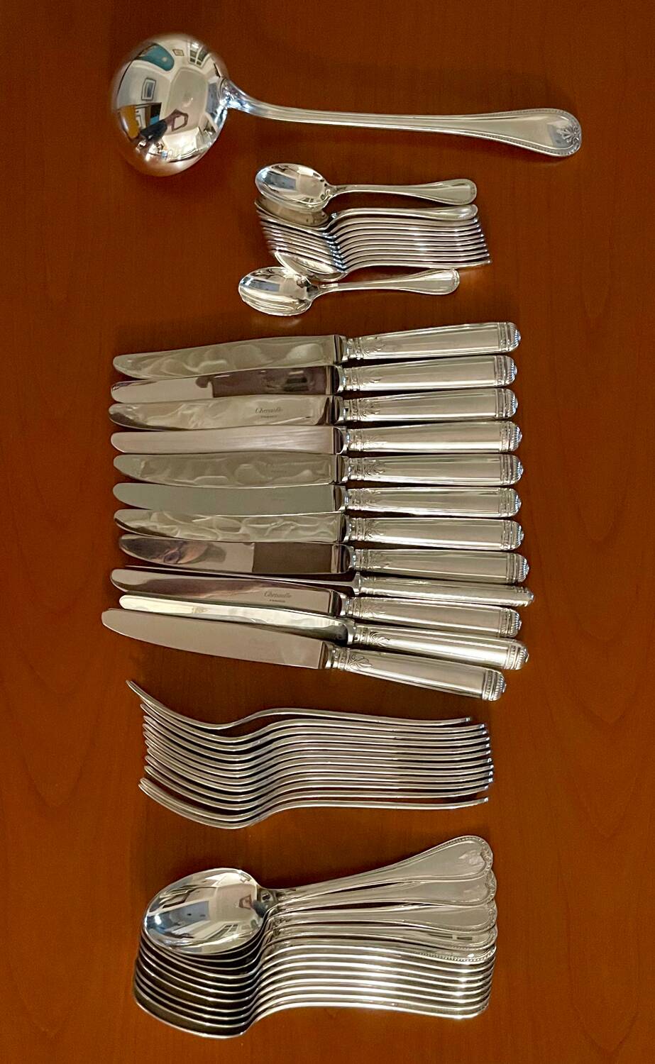 Christofle Malmaison 49-piece cutlery set for 12 people, excellent condition