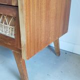 Wood and rattan scandinavian dresser