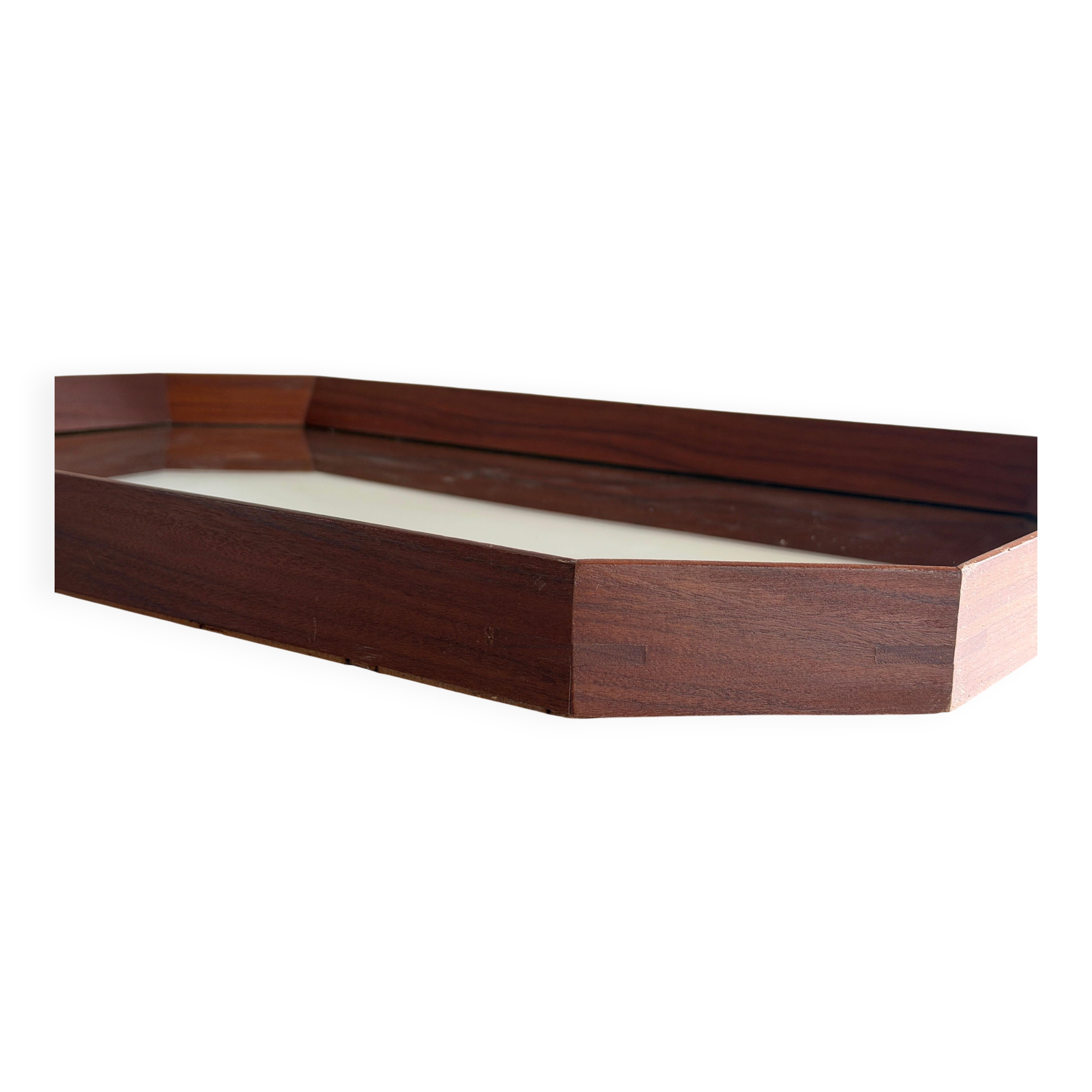 Mid-century rectangular wall mirror in teak, 1960, Italy
