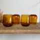 4 vintage amber bubble glasses