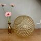 XXL vintage bubbled amber glass globe pendant light