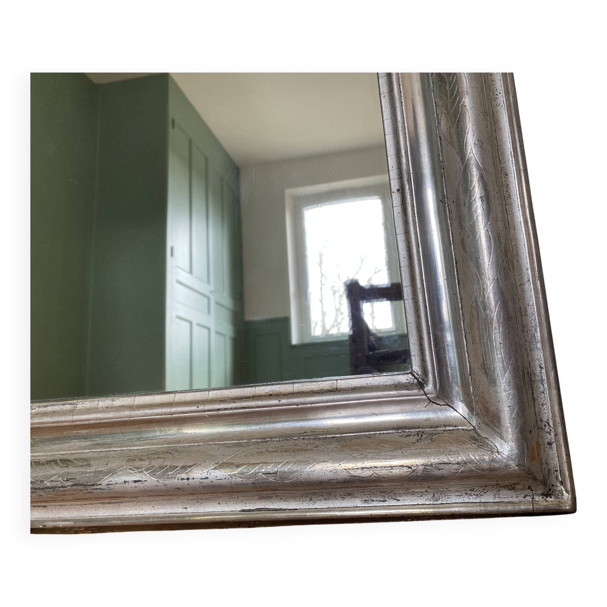 Louis-Philippe mirror gilded with silver leaf